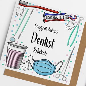 Carte de dentiste personnalisée de félicitations, carte de dentiste qualifié, dentiste diplômé, carte de diplôme, cadeaux dentiste, cartes dentiste