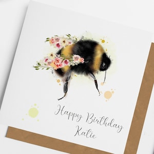 Carte d'anniversaire bourdon personnalisée, passez un bel anniversaire, carte pour un ami, carte pour fille, cadeaux abeille, carte bourdon