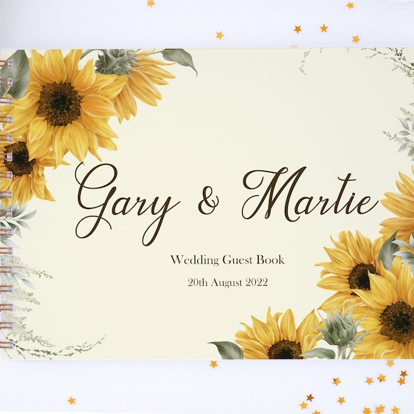 Personalised Sunflower Wedding Guest Book, Wedding Scrapbook, Wedding Album, Sunflower Wedding, Wedding Book, Wedding Memory Book
