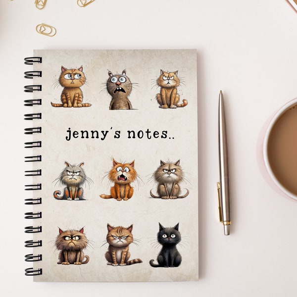 Personalised A5 Soft Backed Funny Cat Notebook, Cat Gifts, Cat Notebook, Name Notebook, Gift For Her, Gifts, Gift for Him, Funny Cat