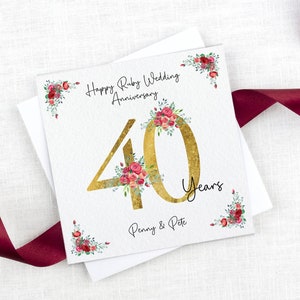 Personalised 40th Ruby Wedding Anniversary Card, 40th Anniversary Card, Anniversary Card, Anniversary Gift, Anniversary Card for Wife image 2