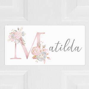 Personalised Floral Name Metal Door Sign, Door Plaque, Waterproof Sign, Bedroom Door Sign, Kids Door Name Sign, Girls Door Sign