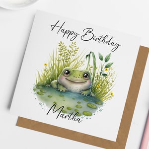 Personalised Frog Birthday Card, Cute Frog Birthday, Card for friend, Card for daughter, Frog Gifts, Frog Card, Card for Mum