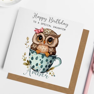 Personalised Owl Birthday Card, Cute Owl Birthday, Card for friend, Card for daughter, Owl Gifts, Owl Card, Card for Mum