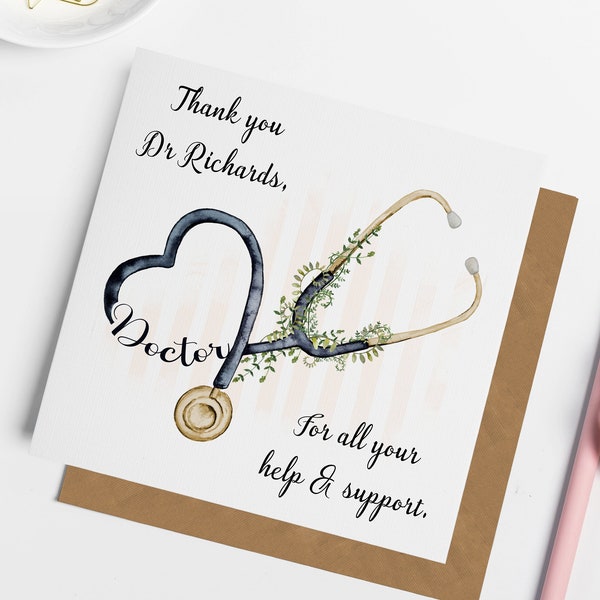 Personalised Thank you Doctor Card, Thank You Hospital Card, Thank You Card, Doctor Gifts, Doctor Cards,  Thank You Gp