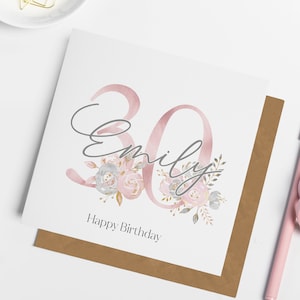 Carte personnalisée de joyeux anniversaire pour elle, 30e anniversaire de fille, 30e anniversaire de nièce, 30e anniversaire de petite-fille, 30e anniversaire de mariage