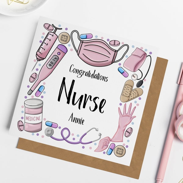 Personalised Congratulations Nurse Card, Qualified Nurse Card, Nurse Graduate, Graduation Card, Nurse Gifts, Nurse Cards, Forever Dotty