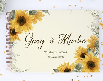 Personalised Sunflower Wedding Guest Book, Wedding Scrapbook, Wedding Album, Sunflower Wedding, Wedding Book, Wedding Memory Book