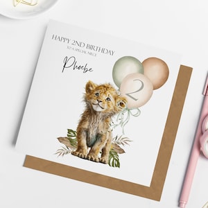 Carte personnalisée pour tout âge, 1er 2e 3e 4e anniversaire, carte Safari, carte pour petit-fils, neveu, filleul, fils, carte pour enfants, animaux sur safrai
