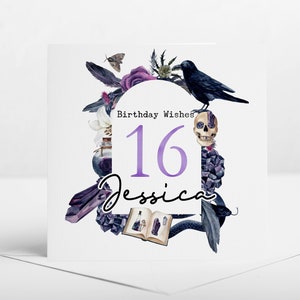 Personalised Gothic 16th Birthday Card, Gothic Birthday Card, Card for friend, Card for daughter, Card for Him, 16th Birthday Card