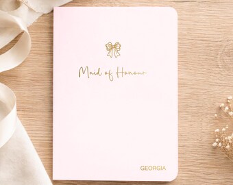 Personalised A5 Gold Foil Maid of Honour Softback Notebook, Maid of Honour Gift, Hen Party Planner, Bridesmaid, Wedding, MOH Proposal Gift