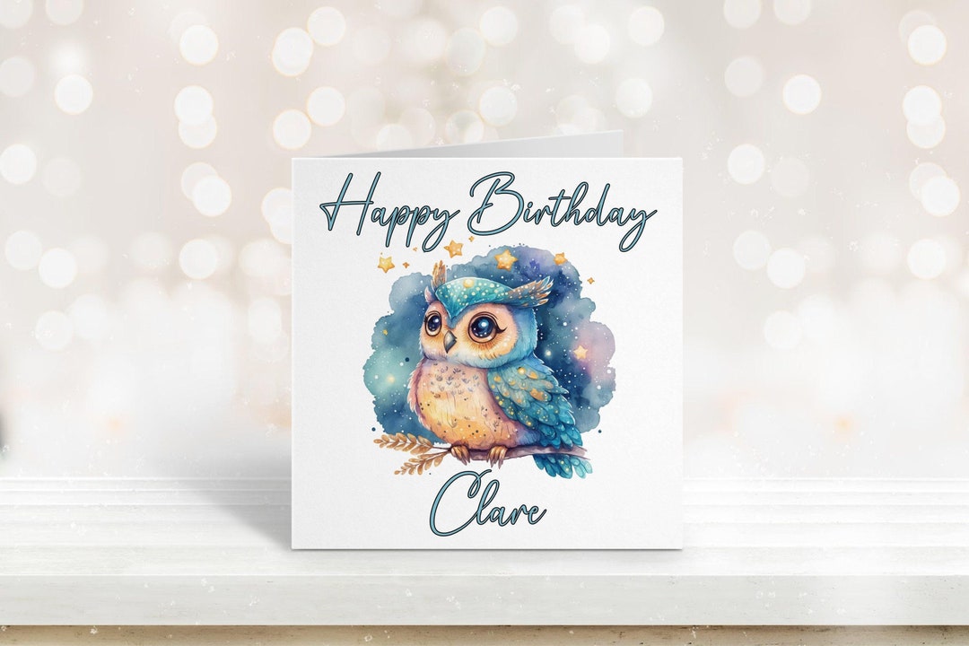Personalised Owl Birthday Card, Cute Owl Birthday, Card for Friend ...