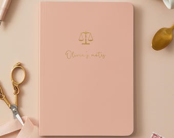 Carnet d'avocat personnalisé A5 en feuille d'or, carnet à couverture souple. Cadeaux pour avocat, Cadeaux pour avocat, Cadeaux pour notaire, Cadeaux pour bas de Noël, Passé la barre