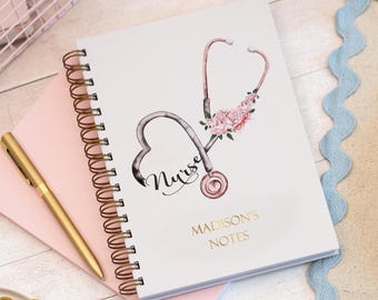 Personalised Hardback A5 Nurse Notebook, Qualified Nurse, Student Nurse, Gifts for Graduation, Congratulations Nurse Present