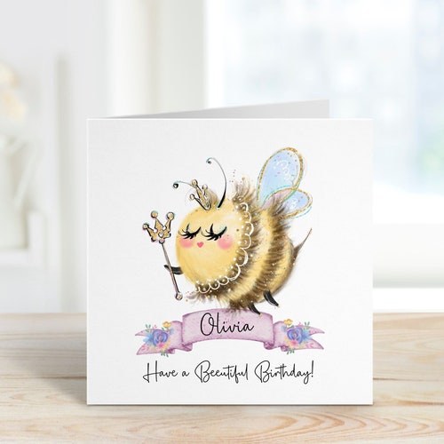 Personalised Bumblebee Birthday Card, Have a beeutiful birthday, Card for friend, Card for daughter, Bee Gifts, Bumblebee Card
