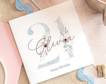 Personalised 21st Happy Birthday Card for Her, 21st Birthday Daughter, 21st Birthday Niece, 21st Birthday Card Granddaughter, 21st Friend