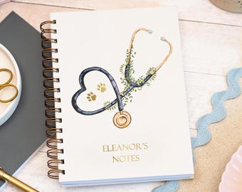 Personalised Hardback A5 Vet Notebook, Qualified Vet, Student Vet, Gifts for Graduation, Congratulations Vet Nurse Present, Veterinary Nurse