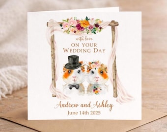 Personalised Guinea Pig Wedding Day Card, Guinea Pig Wedding, Congratulations, To The Happy Couple, Wedding Card. Wedding Day Keepsake