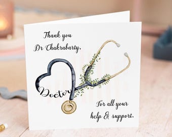 Personalised Thank You Doctor Card, Thank You Hospital Card, Thank You ...