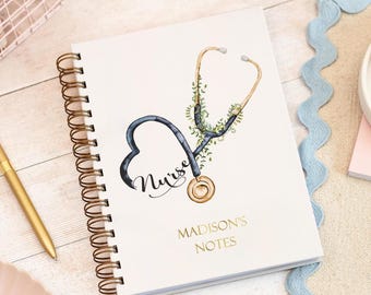 Personalised Hardback A5 Nurse Notebook, Qualified Nurse, Student Nurse, Gifts for Graduation, Congratulations Nurse Present