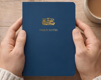 Personalised A5 Gold Foil Travel Motorhome Softback Notebook, Travel Gift, Travellers Gifts, Planner, Motorhome Adventures, Father's Day