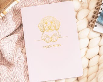 Personalised A5 Gold Foil Cavapoo, Cockapoo Softback Notebook, Dog Lover Gifts, Dog Stationery, Cockapoo Owner, Cavapoo Owner, Gift for Her.