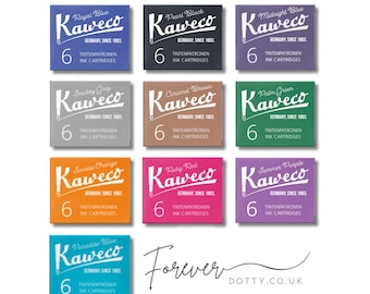 KAWECO Ink Cartridges - 6 Per Pack, Choice of Colours. Letter Writing, Calligraphy, Writing Gift, Calligraphy Gift, Fountain Pen Ink