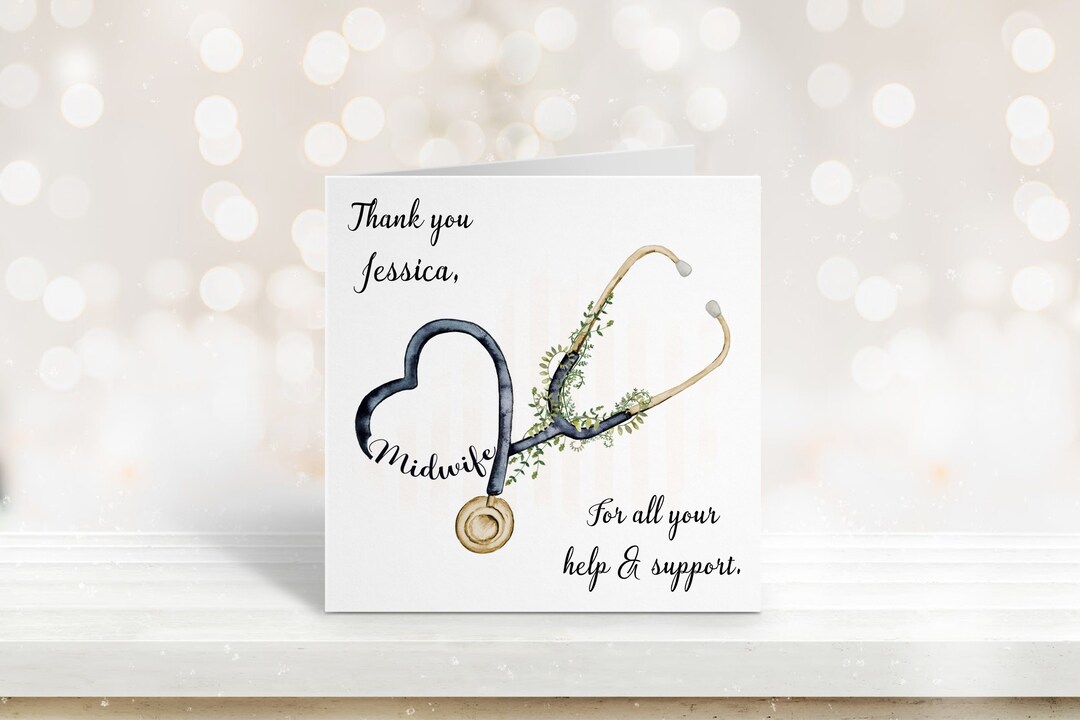 Personalised Thank You Midwife Card, Thank You Midwife Card, Thank You