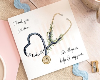 Personalised Thank you Midwife Card, Thank You Midwife Card, Thank You Card, Midwife Gifts, Midwife Cards, Thank You Midwife