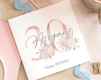 Personalised 30th Happy Birthday Card for Her, 30th Birthday Daughter, 30th Birthday Niece, 30th Birthday Card Granddaughter, 30th Friend
