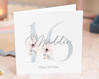 Personalised 16th Happy Birthday Card for Her, 16th Birthday Daughter, 16th Birthday Niece, 16th Birthday Card Granddaughter, 16th Friend