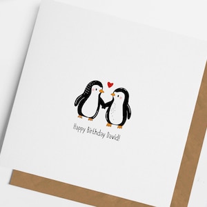 Carte d'anniversaire personnalisée pingouin, anniversaire pingouin, carte pour un ami, carte pour petit ami, carte pour petite amie, carte pour mari, carte femme
