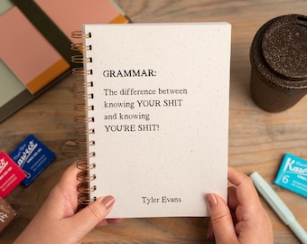 Personalised Funny A5 Notebook, Funny Gift, Gifts For Friends, Grammar Gift, Planner, Swearing Gift, Stocking Filler, Secret Santa Gift