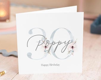 Personalised 30th Happy Birthday Card for Her, 30th Birthday Daughter, 30th Birthday Niece, 30th Birthday Card Granddaughter, 30th Friend