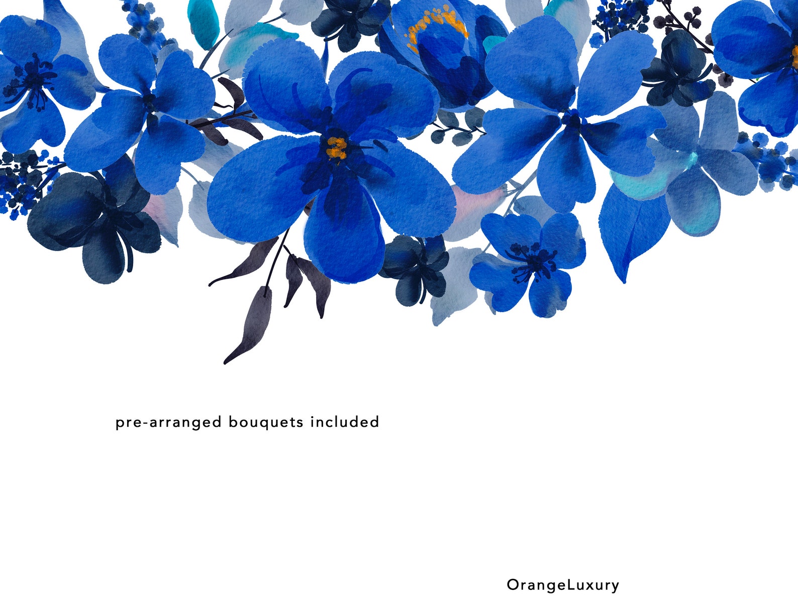 Acuarela flores azules índigo Floral Clip Art azul marino | Etsy