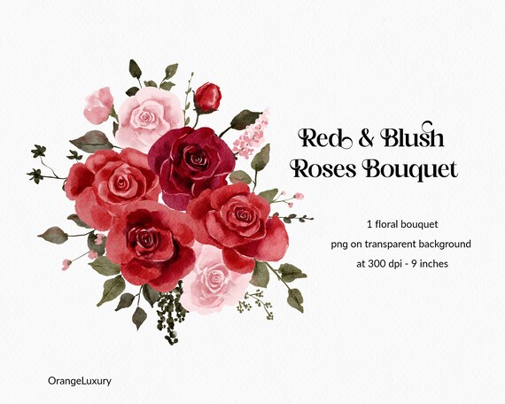 Craft Supplies & Tools Watercolor Roses Wedding Clipart Blush Flowers ...