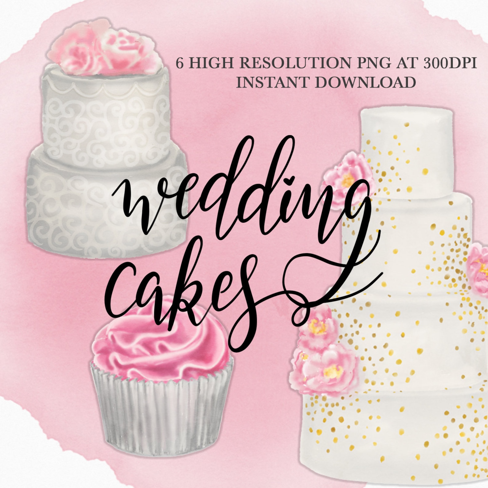 Cakes Clipart INSTANT DOWNLOAD Wedding Cakes Clipart Etsy