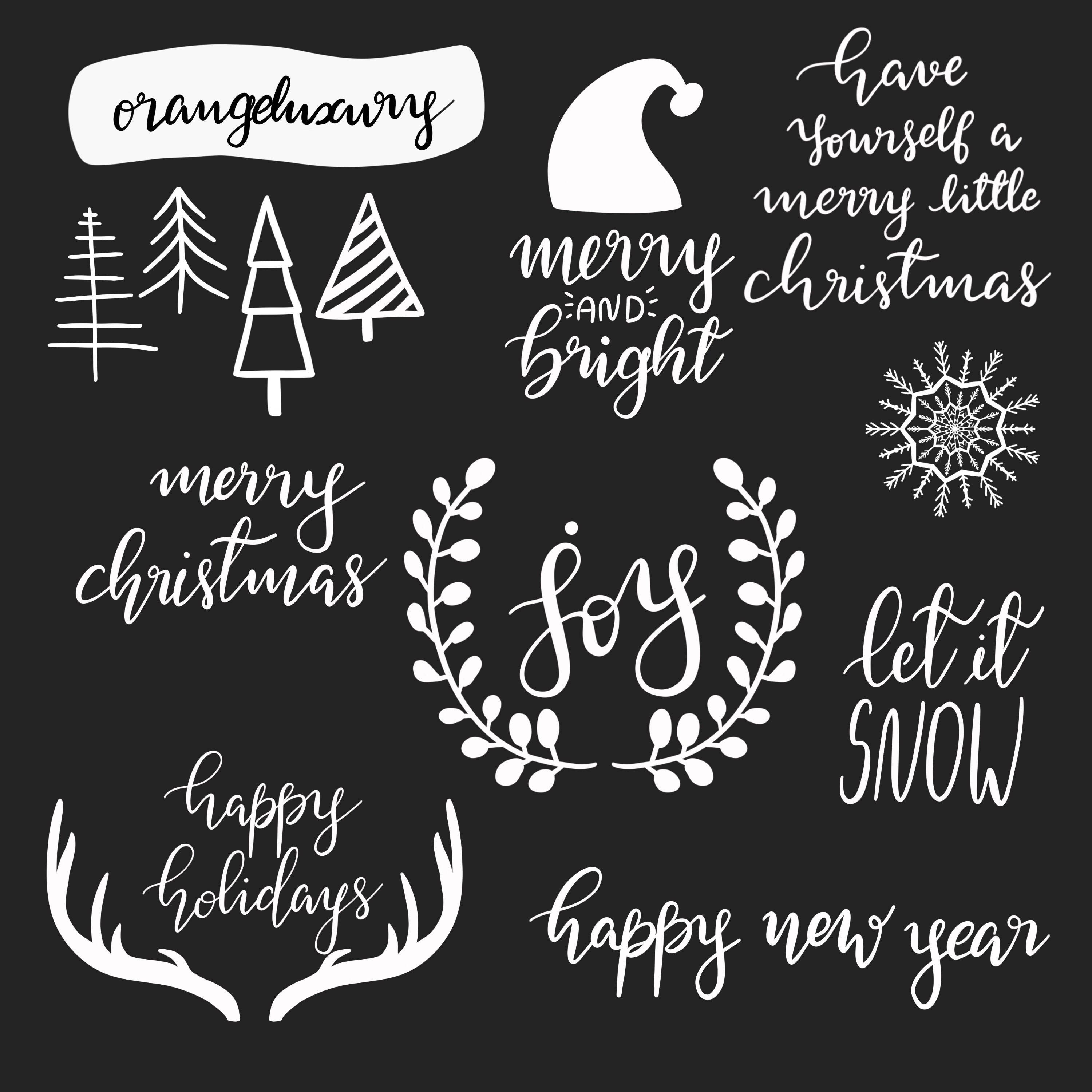 Christmas Typography Christmas Photo Overlays Christmas Clipart INSTANT DOWNLOAD Commercial Use Chalkboard Christmas Clipart