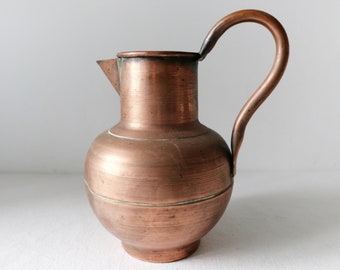 Vintage Copper Water Pitcher-Pure Copper Jug -Antique-Copper Drinking Vessels-Copper Jug-Copper Pitcher Copper Jug