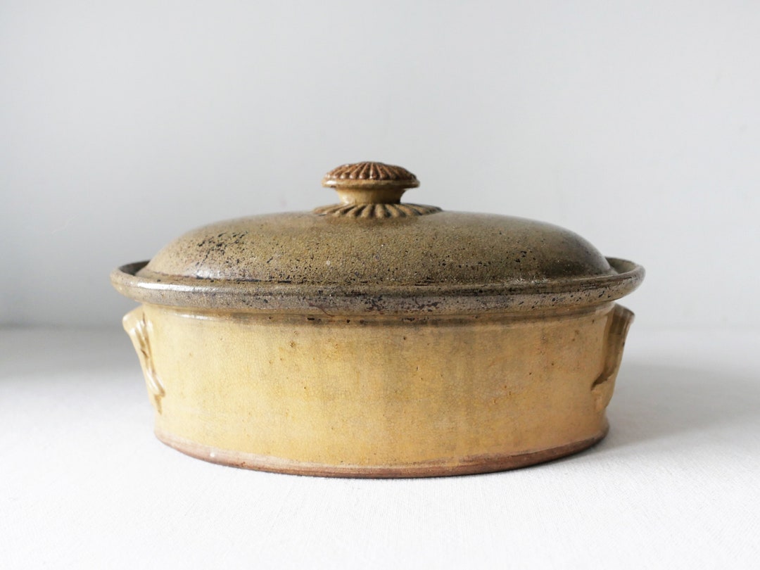 Vintage French Potterracotta Confit Potterrine Lidded Pottery With
