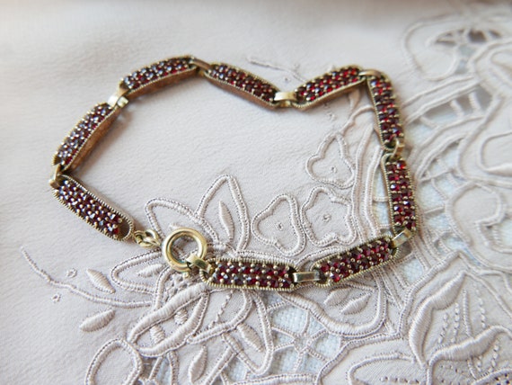 Vintage garnet Link Bracelet-Vintage Bracelet Gar… - image 3