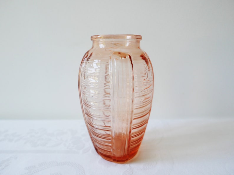 Rose glass vase-flower vase-vintage flower vase-Art Glass Vases-Trumpet Vase Rosalin glass Pink Glass Pressed Glass Art Nouveau Art Deco image 1