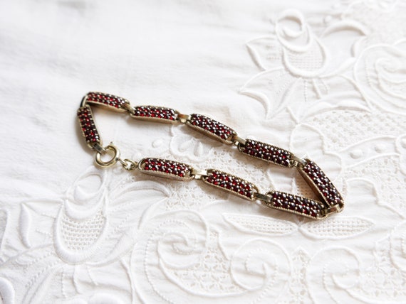 Vintage garnet Link Bracelet-Vintage Bracelet Gar… - image 10
