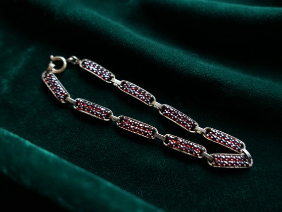 Vintage garnet Link Bracelet-Vintage Bracelet Gar… - image 7