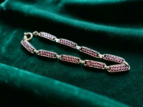 Vintage garnet Link Bracelet-Vintage Bracelet Gar… - image 2