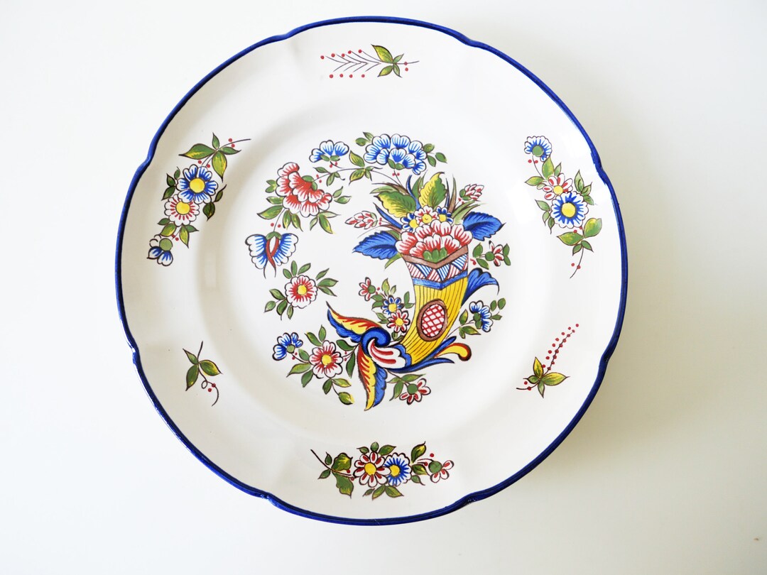 Vintage French Plate Strasbourg Pattern Hand Paintedantique French