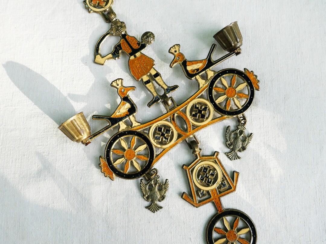 Vintage Enamel Wall Decor Candelabravintage Greek Grecian Etsy