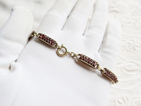 Vintage garnet Link Bracelet-Vintage Bracelet Gar… - image 9