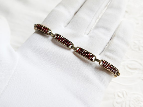 Vintage garnet Link Bracelet-Vintage Bracelet Gar… - image 8