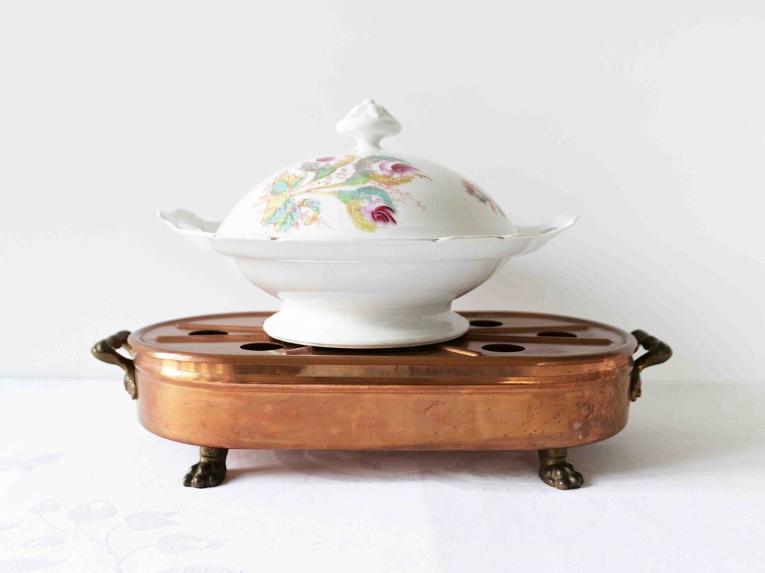 French Antique Copper Plate Warmertrivethot Plate Standpot Holder